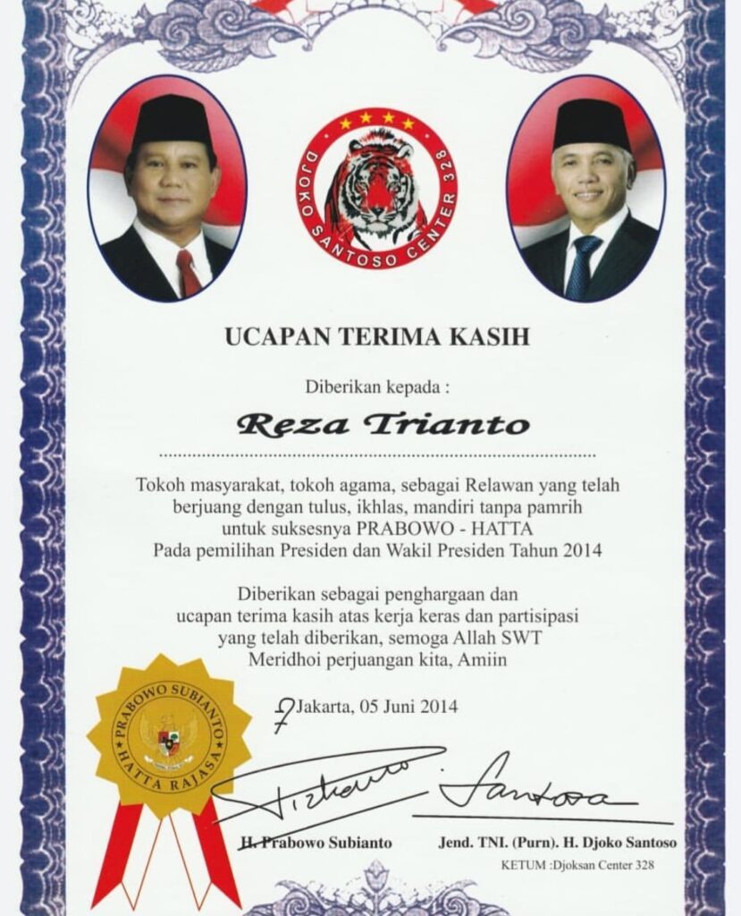 Ucapan Terima Kasih dari Prabowo Subianto