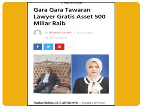 Tawaran Lawyer Gratis Asset 500 Miliar Raib
